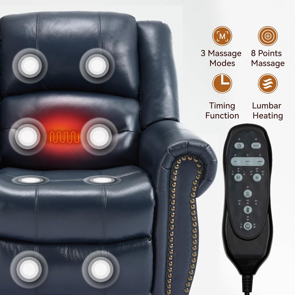 Genuine Leather Power Lift Recliner Chair, Lazy Boy Recliner Chair with Charging Ports for Living Room Theater Seating
