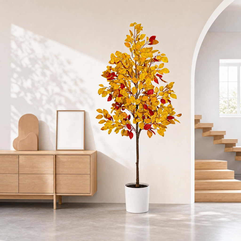 Artificial Ficus Tree, 6FT Fall Tree with Pot for Fall Room Decor