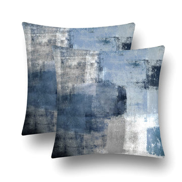 Blue Gray Throw Pillows Abstract Decorative Velvet Pillow Covers 24x24 Inch