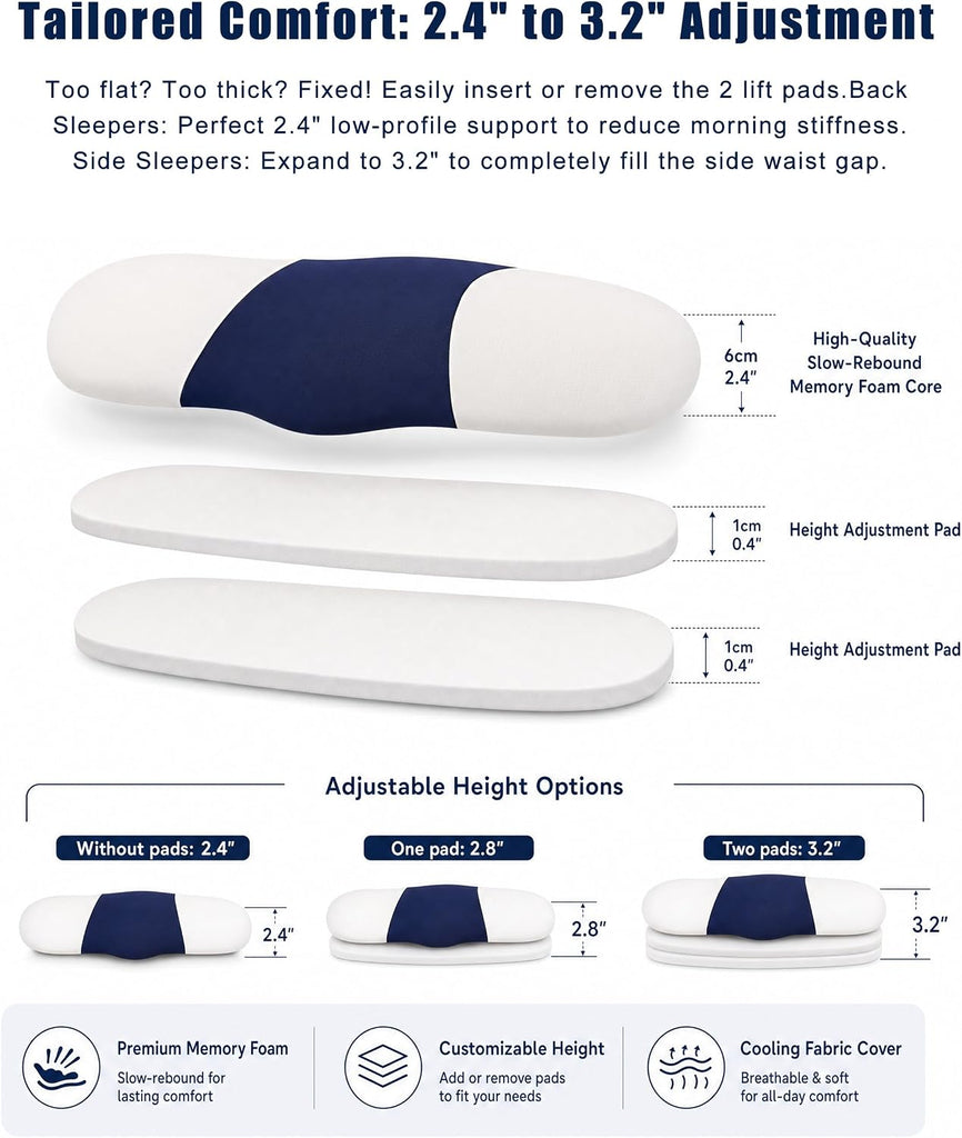 Lumbar Support Pillow for Sleeping, Lower Back Pain Relief