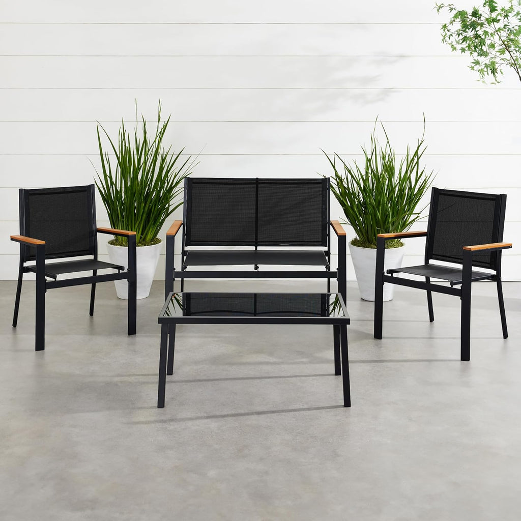 Best Choice Products 4-Piece Outdoor Textilene Patio Conversation Set, Backyard Furniture w/Loveseat, Coffee Table