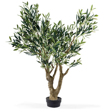 4.5 ft Faux Olive Tree, Real Touch Artificial Olive Tree Indoor, Realistic Thick Trunk, Premium Small Olive Tree