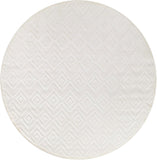Home Versatile Ivory White 8' x Round Area Rug - Easy Clean, Non Shedding, Bed Room, Living Room, Di