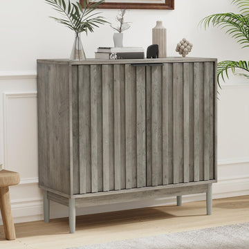 Fluted Cabinet with Storage, Small Buffet Cabinet Sideboard with Door, Kitchen Buffet Storage Accent Cabinets with