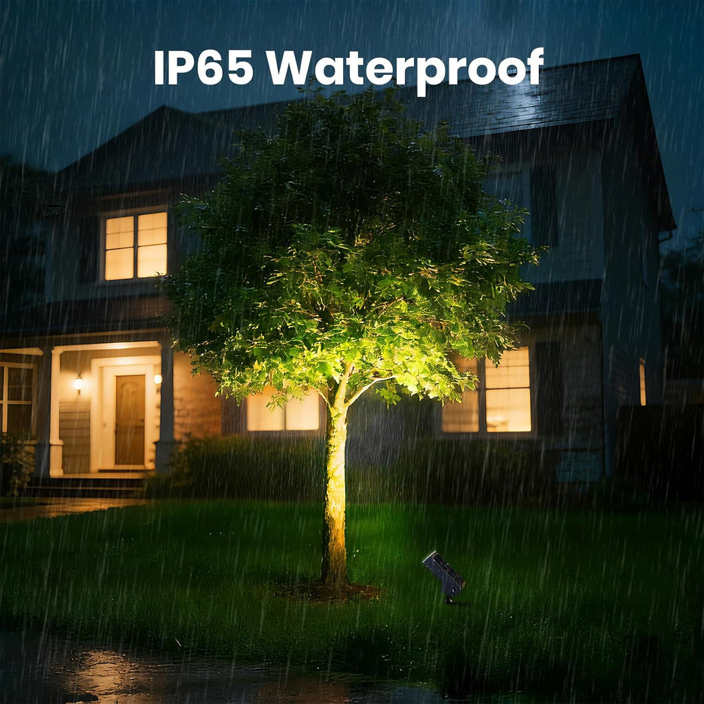 Solar Spot Light Outdoor,3000K Solar Yard Light, Metal Ground Spike | 4 Working Modes, 500LM Solar Lawn Light, IP65