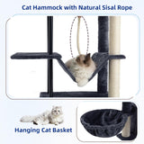 Cat Tree, Cat Tower for Indoor Cats, 43.3 inch Cat Tree Tower with Sturdy Steel Tube, Hammock