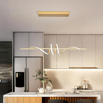 Modern LED Pendant Light, 39.37in Gold Chandelier Dimmable,3000K-6000K Adjustable Color Temperature, Aluminum Modern