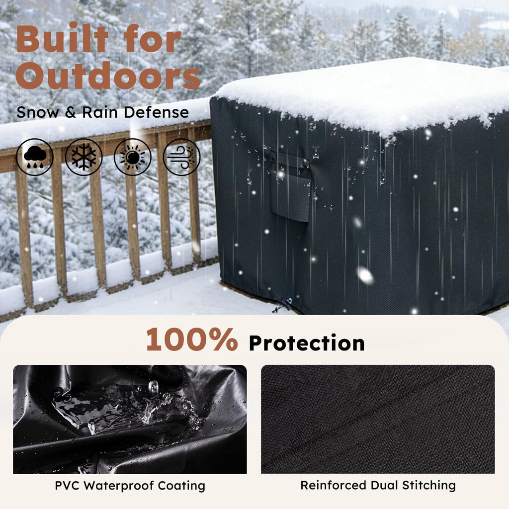 Fire Pit Cover Square 32 x 32 x 24In, Heavy Duty 600D Waterproof