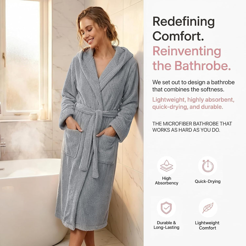 Hooded Bathrobes for Women, Soft Long Towel Robes for Women - Quick Dry yet Warm