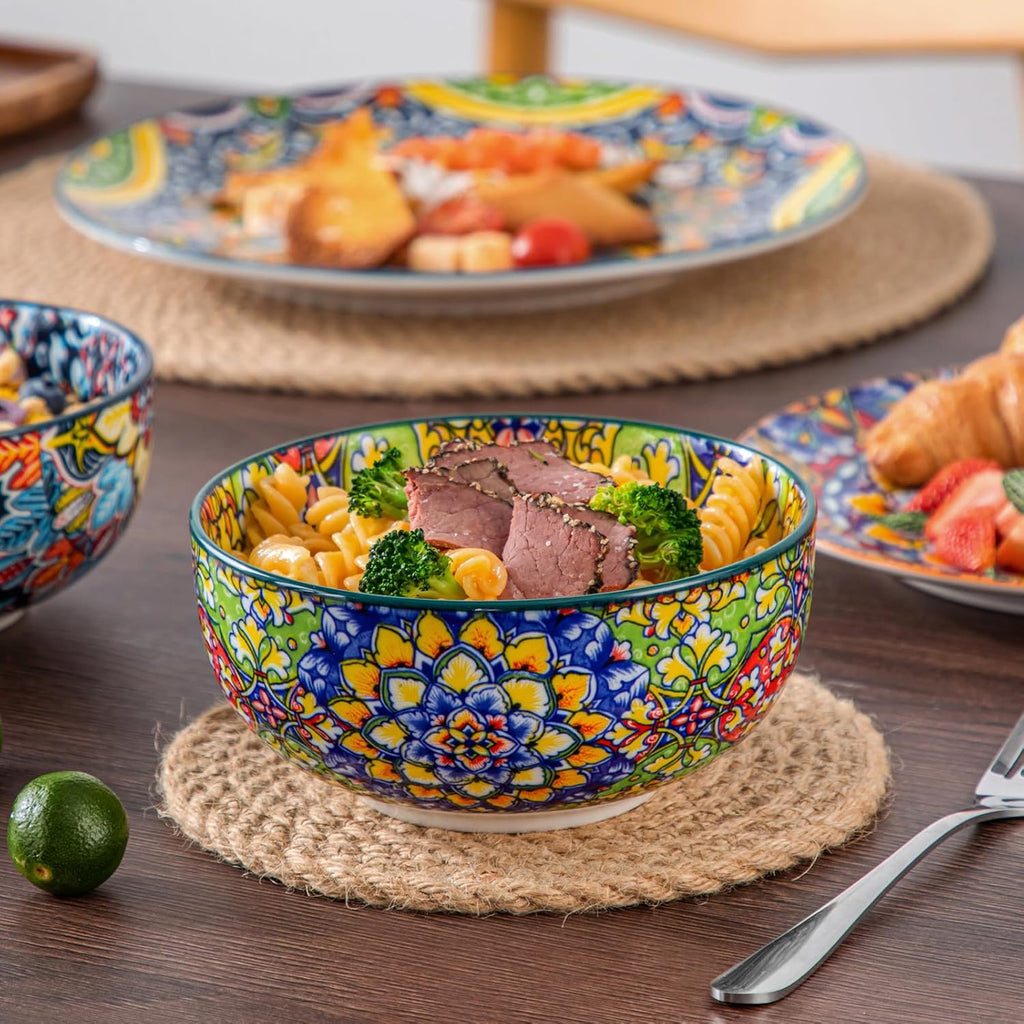 12 Pieces Dinnerware Sets, Plates and Bowls Set, Porcelain Dishes Set for 4, Microwave and Dishwasher Safe