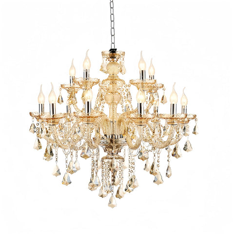 Modern Luxury K9 Crystal Chandelier, 12-Light Cognac Crystal Pendant Light,Candle Style Crystal lamp Lighting Fixture for Dining Room,Hotels, Hall Way, Bars, Restaurants (12 Lights) A110-B09BM3WMKD