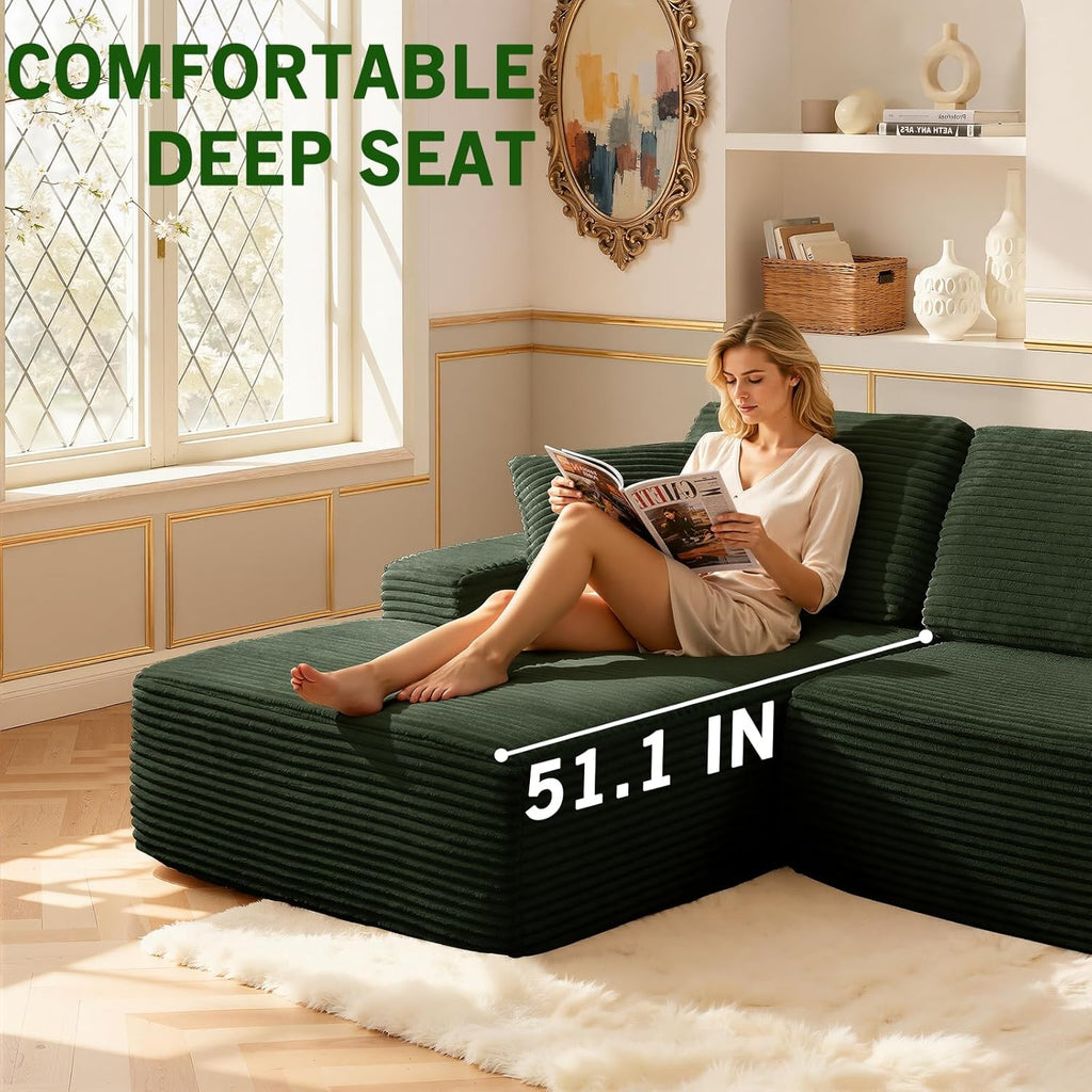 109.4” Modular Sectional Sofa, Convertible Sofa Bed, No Assembly Required Cloud Couch with Deep Seat