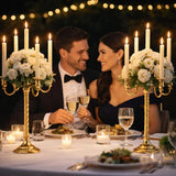 6 Pack Wedding Gold Candelabra Table Centerpieces 21 Inch Tall Candelabra Metal Candle Holder 5 Arm Taper Candlestick