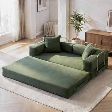 78 Inch Convertible Sofa Bed, 5-in-1 Futon Sofa Bed Pull Out Couch, Boneless Couch Bed , Corduroy Boneless Couches