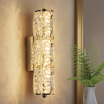 Crystal Wall Sconces 3"x12.6" Modern LED Chrome Wall Light | Elegant Vanity Wall Lighting, For Living Room Bedroom