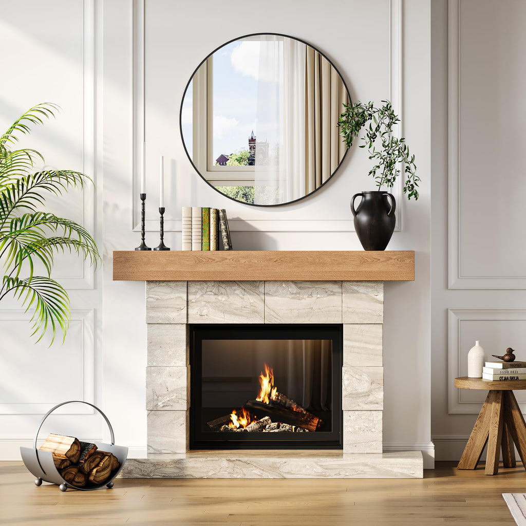 30Inch Black Round Wall Mirror, Circle Mirror Metal Frame, Vanity, Entryway, Bedroom, Living Room, Wall Mounted