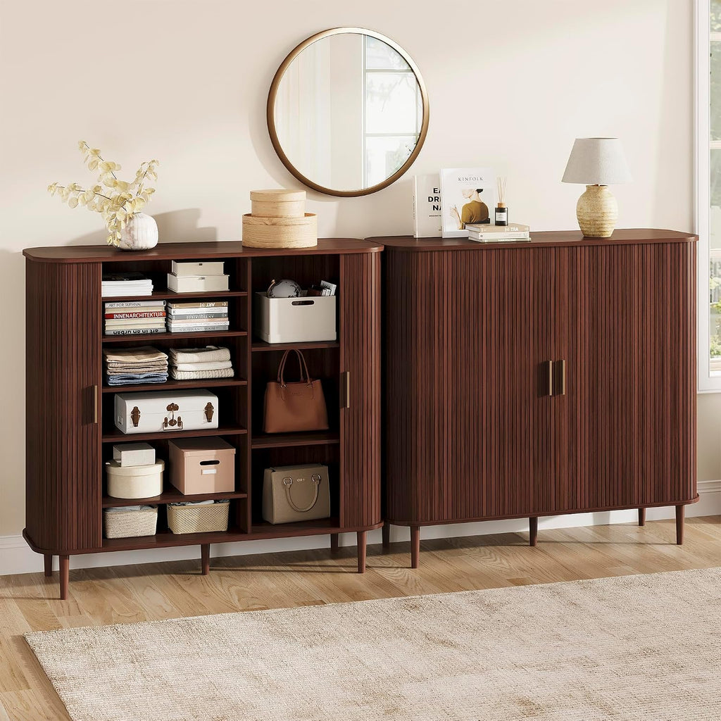 Shoe Storage Cabinet with Sliding Door, 6-Tier Shoe Cabinet with Adjustable Shelves, Modern Freestanding Shoe Storage