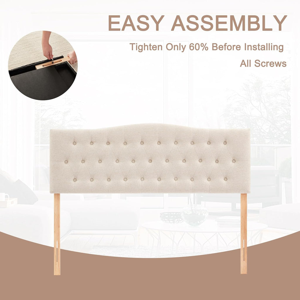 Tufted Upholstered Headboard King, Sturdy and Durable Solid Wood Bed headboard