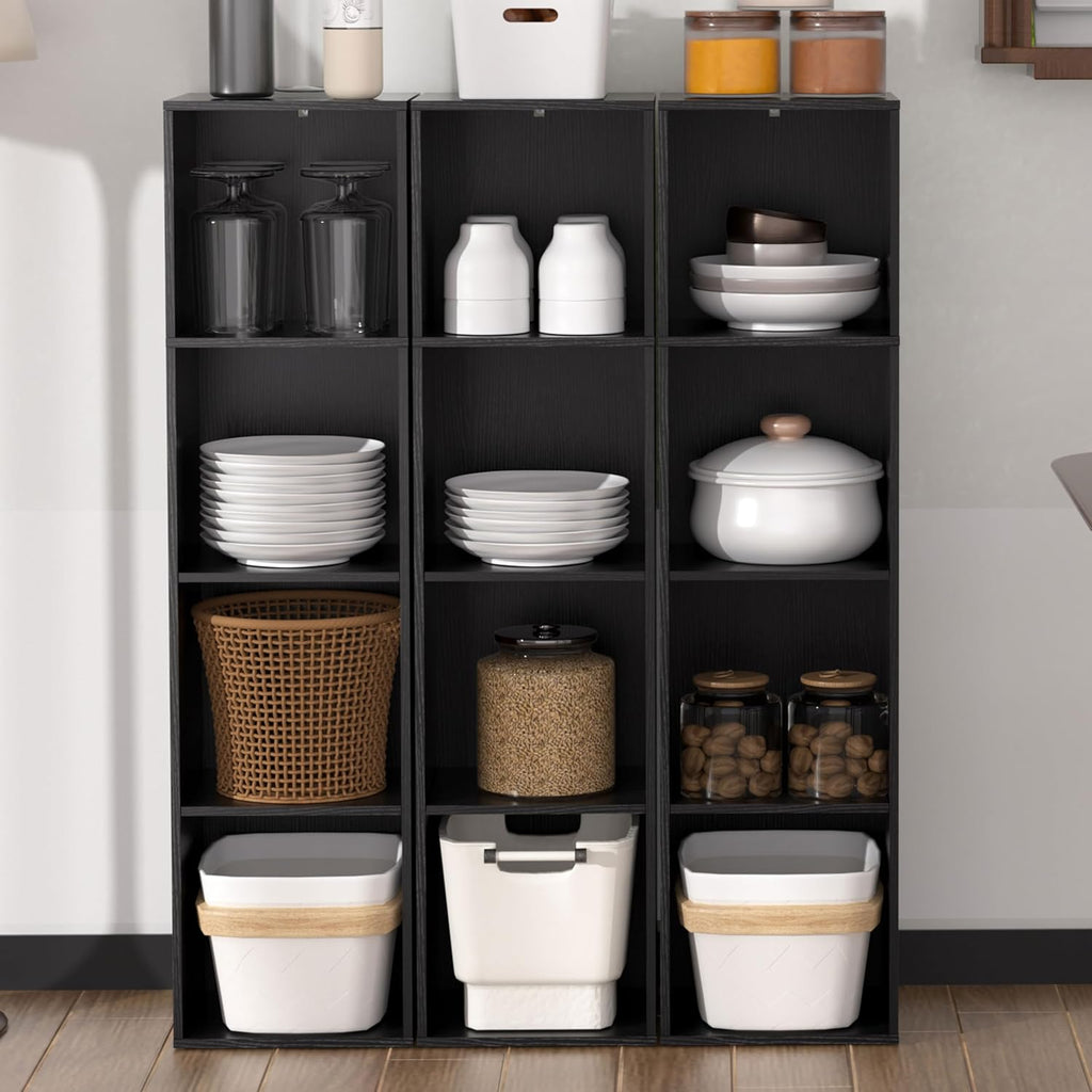 4 Cube Storage Organizer, 4 Tier Cube Low Bookcase Freestanding Storage Display Organizer