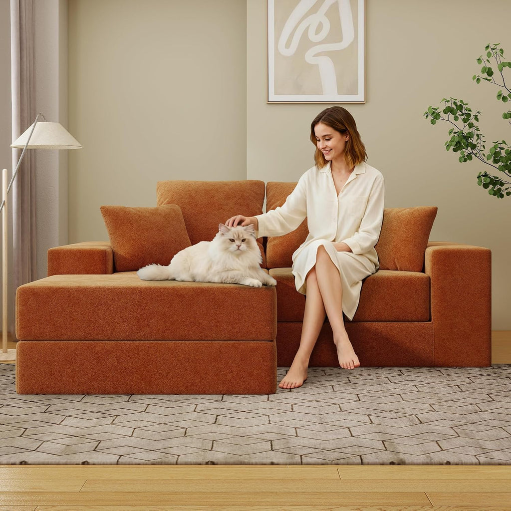 Cloud Modular Sectional Sofa, Comfy Boneless Couch , Modern L-Shaped Couch with Reversible Chaise, Customizable