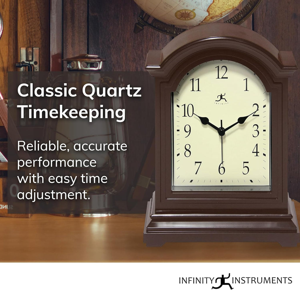 Miniature Grandfather Clock for Mantle, Vintage Tabletop Clock with Antique Design, 9"x6", Black