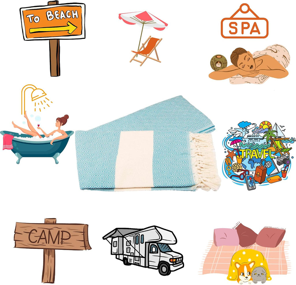 4 Pack Oversized Turkish Towels Set and Pool - 100% Cotton 39 x 70 inch - Large Absorbent Fast Drying - Towel for