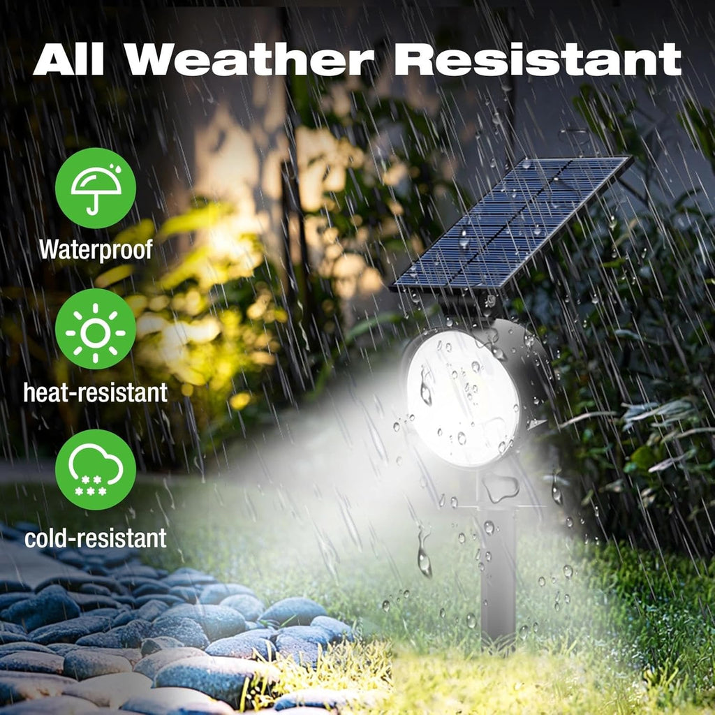 Solar Spot Lights Outdoor Waterproof, 3 CCT Landscape Spotlights | 4 Pack/2 Brightness, Adjustable Solar Panels, Auto