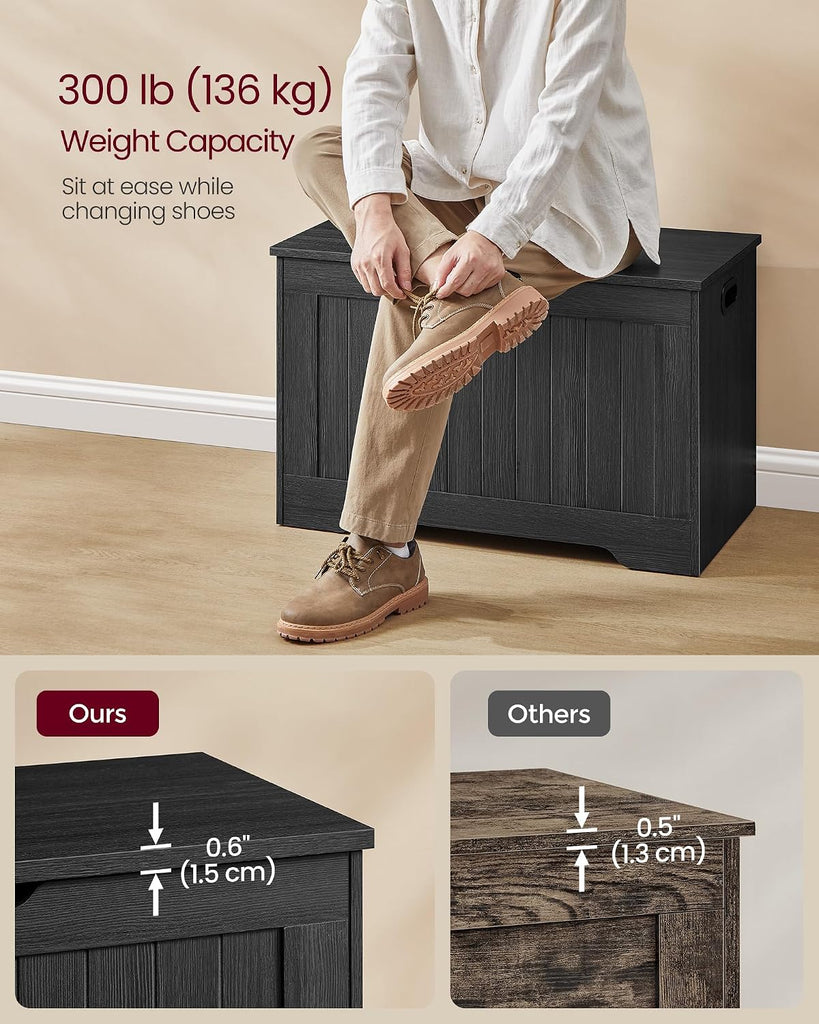 Storage Chest, 29.9 Inches Width Storage Bench, Entryway Bench with 2 Safety Hinges, Shoe Bench, Farmhouse Style