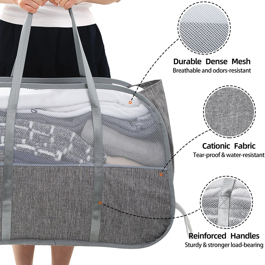 Collapsible Laundry Baskets with Easy Carry Handles, 95L Clothes Hamper for Storage, Foldable Laundry Basket