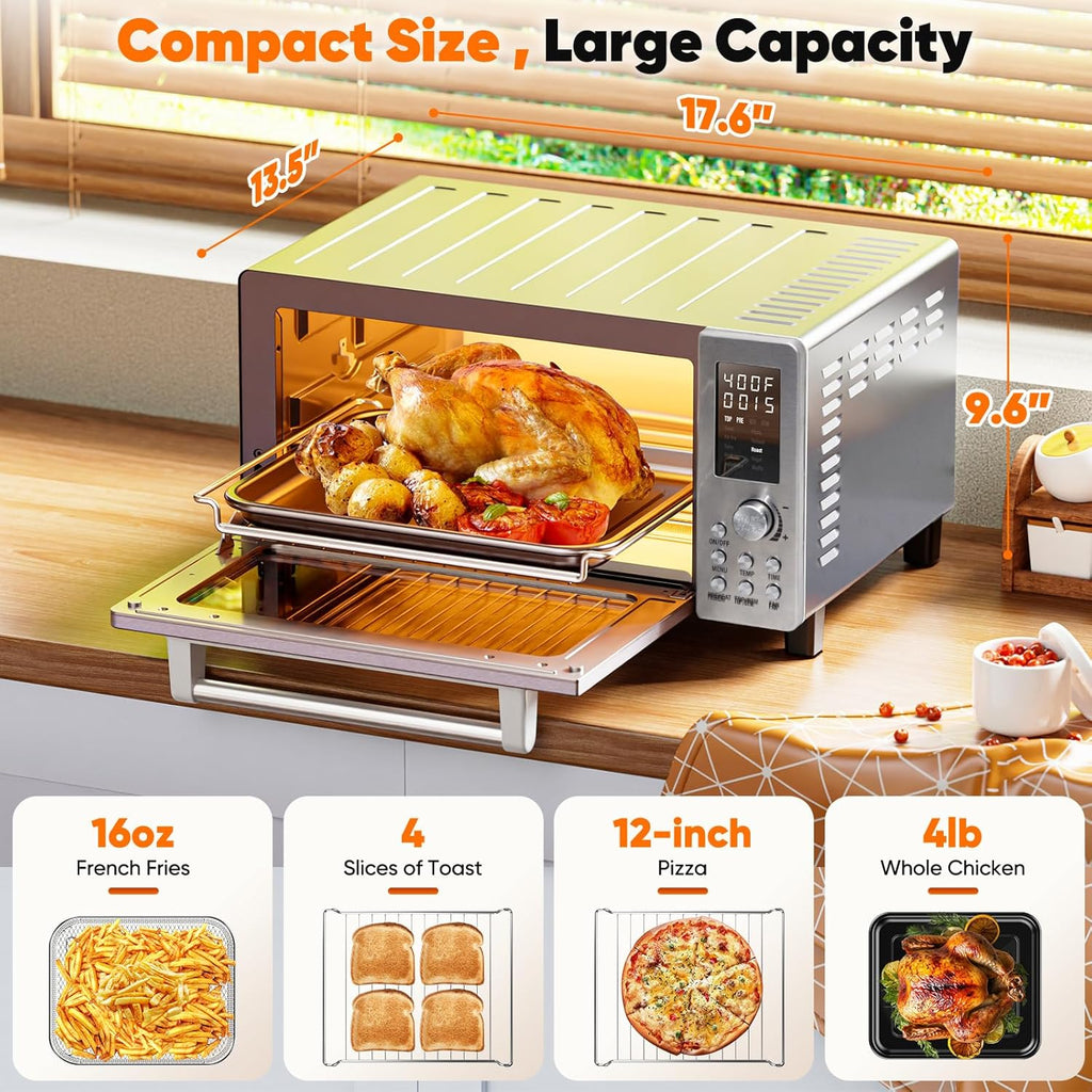 Bravo Pro Convection Air Fryer Toaster Oven Combo, 2025 New and Improved, 10-in-1, 50°-450°F Temp Controls, Quick & Even Crisp Technology, 21Qt Capacity, Stainless Steel, PFAS Free