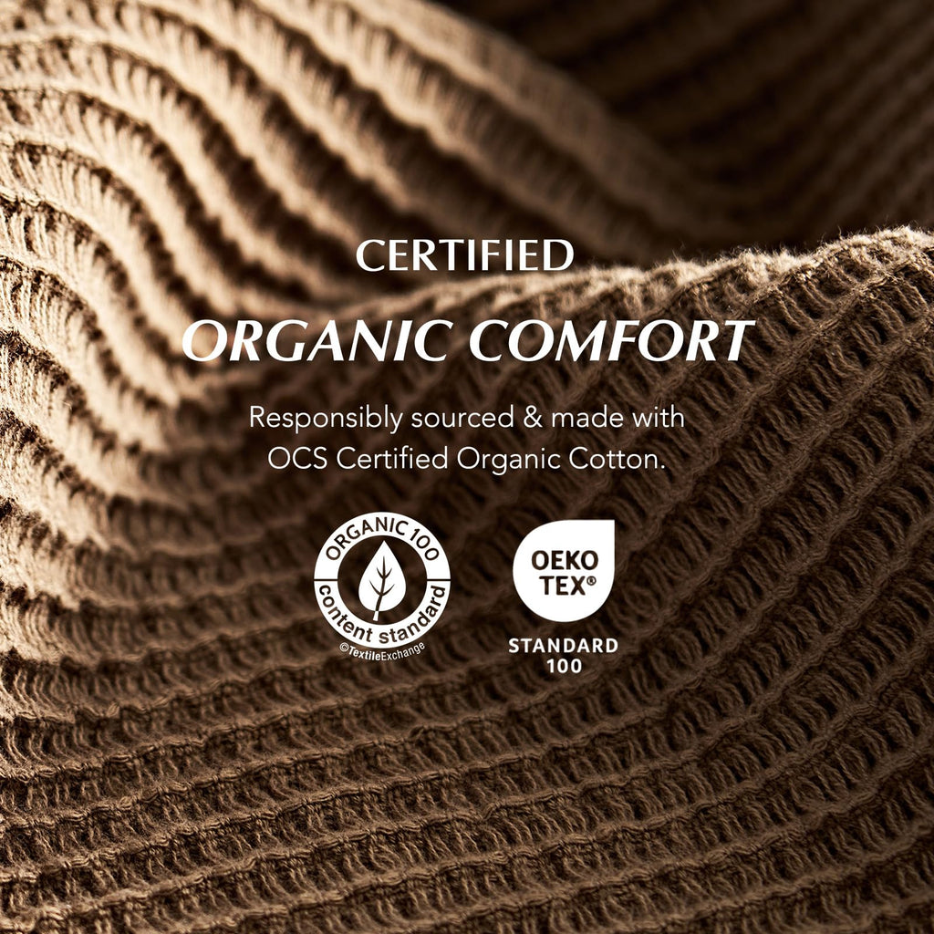 100% Organic Cotton Waffle Throw Blanket, Toffee Brown, 50"x60"