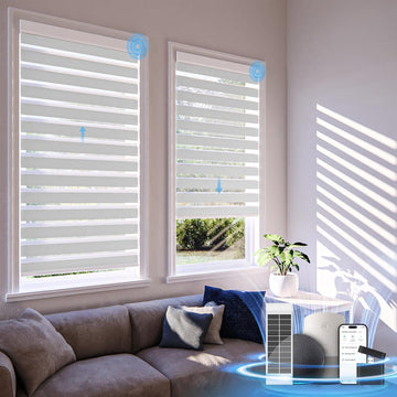 Motorized Zebra Blinds with Remote,Rechargeable Smart Electric Cordless Shade,White