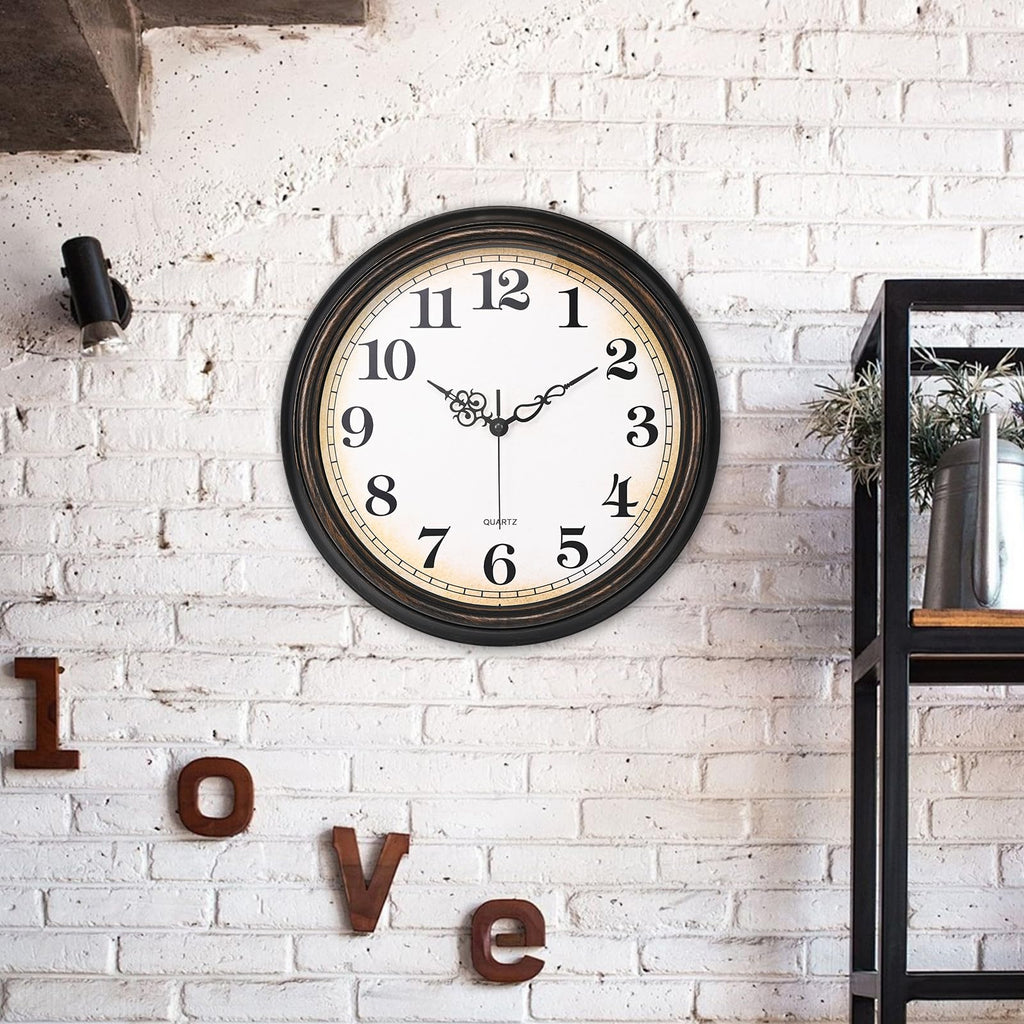 Large Wall Clock 16 Inch Silent Non-Ticking Vintage Wall Clocks Battery Operated Office School (Bronze)
