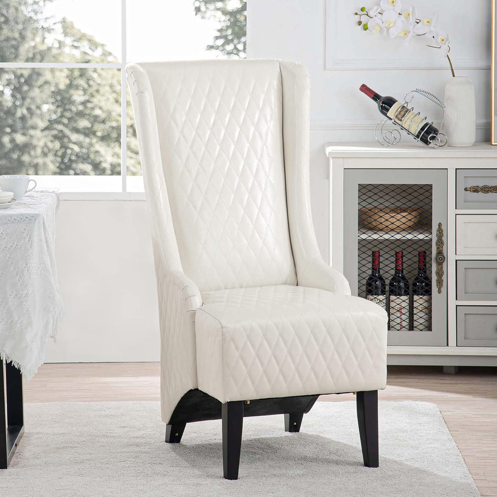 High Back Dining Chair Set of 2, Retro Wing Back King Throne Chair Head Chairs for Dining Table, PU Leather
