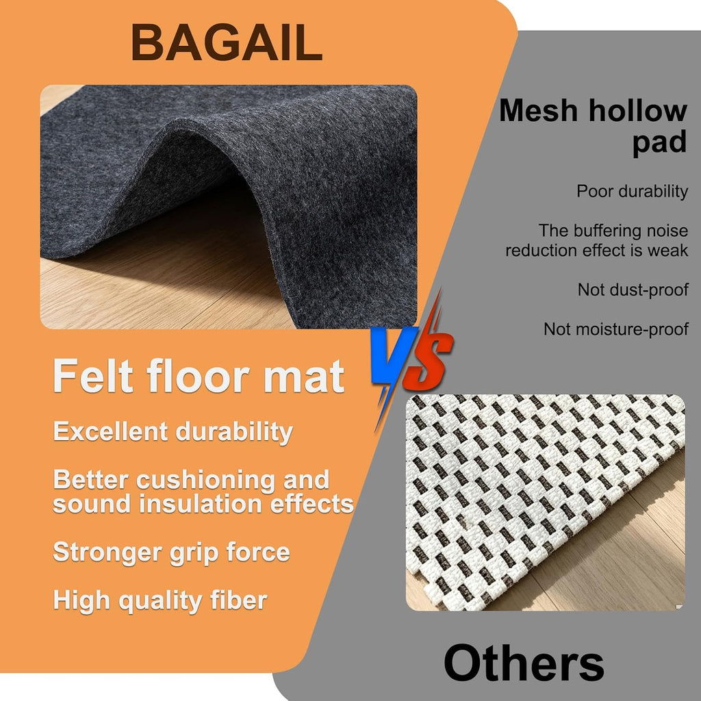 Felt Rug Pad - 1/8 8x10 Thick Foot Extra Large Area Liner for All Floors and Trims, Thick Pad for Hardwood Floors