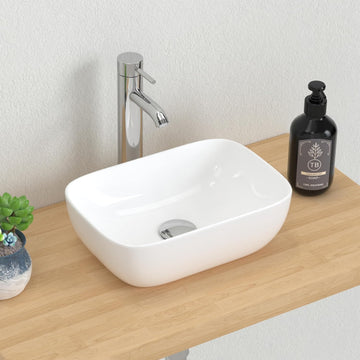 14.5'' x 10'' Bathroom Small Vessel Sink Above Counter White Porcelain Ceramic Sink Bowl Small Vanity Sink Lavatory Wash Basin