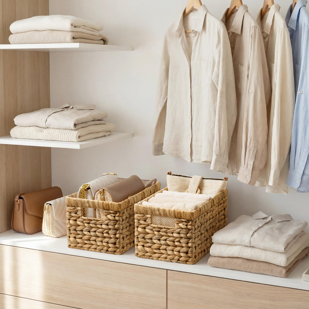 Wicker Baskets, Wicker Storage Baskets for Shelves, 2-Pack