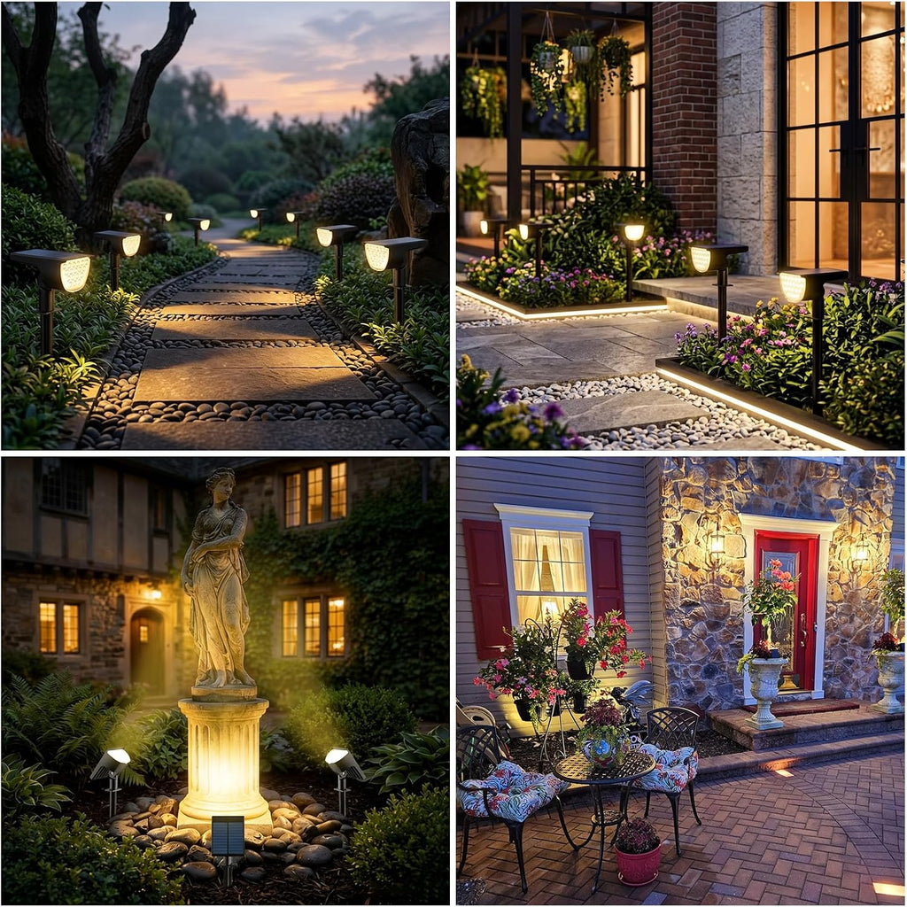 Solar Lights Outdoor Waterproof IP65, Solar Powered 76 LED 3 Lighting Modes Solar Spot Lights Outdoor for Yard Garden