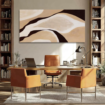 Beige Brown Black Abstract Canvas Wall Art, Large Wall Decor Bedroom Dining Room Office, Modern Neutral Art Print
