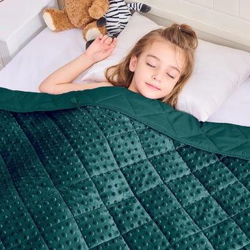 Green Weighted Blanket 10lbs, 40"x60", Breathable Twin Size Cooling Minky Heavy Throw Blanket for 80-120lbs, Soft