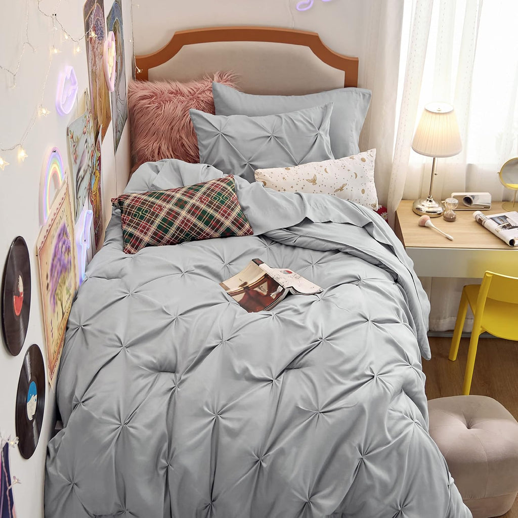 7-Piece King Comforter Set & Sheets, Grey King Bedding
