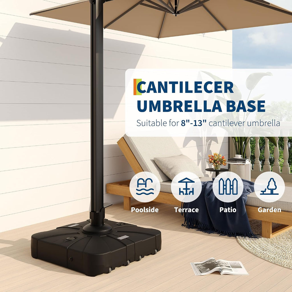 Cantilever Patio Umbrella Base with Wheels, 500LBS Heavy Duty Umbrella Base, Easy Movement
