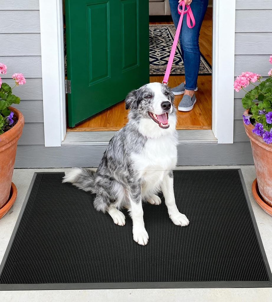 Outdoor Entrance Front Doormat, 32x39 Rubber Heavy Duty Mat | Dirt Trapping, Non-Slip, Waterproof, Low-Profile