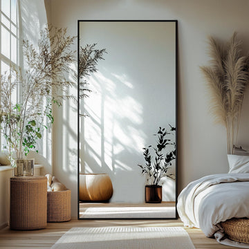 Full Length Mirror with Stand, 75x35 Black Floor Mirror