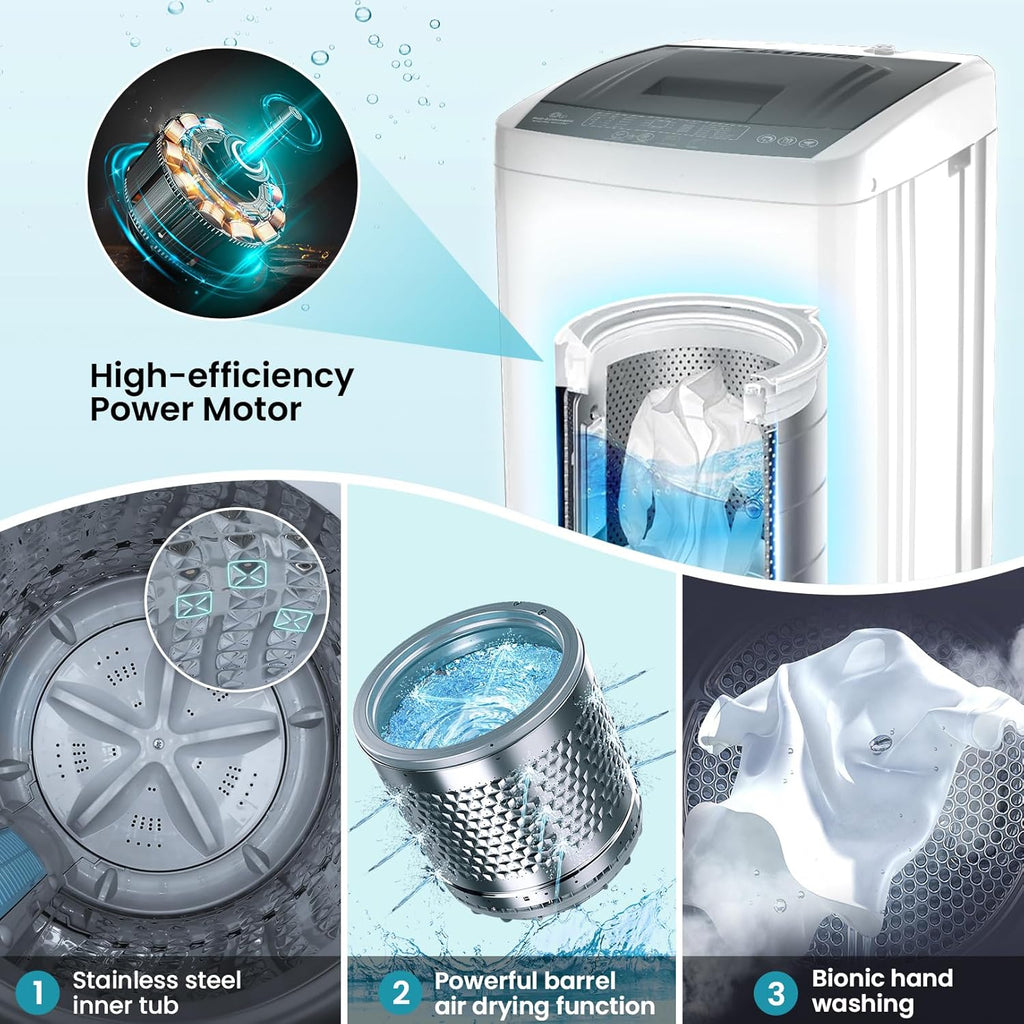 2.8 Cu.ft Portable Washing Machine, 20 lbs Capacity Full Automatic Washing Machine with 10 Wash Programs, LED Display