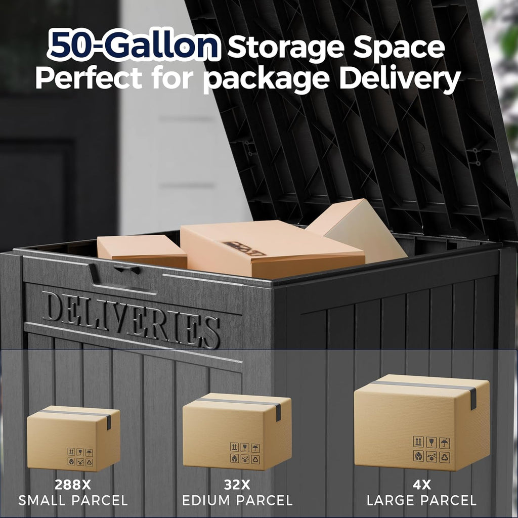 50-Gallon Package Delivery Box - Resin Storage with Sign & Lockable Secure