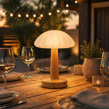 Outdoor Table Lamp, Mushroom Shape, Rechargeable, Waterproof