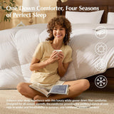 Goose Feather Down Fiber Comforters Queen, Extra Fluffy White Duvet Insert, Ultra-Soft, Breathable