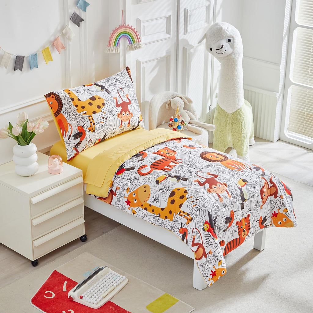 Kids Comforter Sheet Set - Soft and Breathable Bed Set Includes Quilted Comforter, Fitted Sheet, Flat Top Sheet