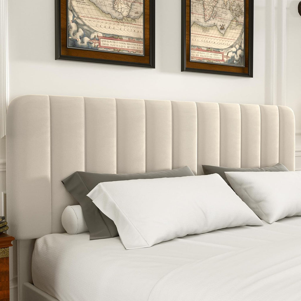Queen Upholstered Bed Frame with 4 Drawers and Headboard, Velvet Platform Storage Bedframe, Wooden Slats Support